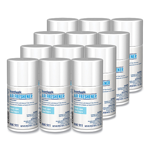 Boardwalk Metered Air Freshener Refill, Fresh Linen Scent Refill, 7 oz Aerosol Can, 12/Carton (BWK911)