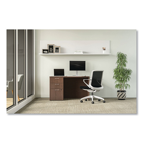 HON Cliq Office Chair, Supports Up to 300 lb, 17" to 22" Seat Height, Black Seat, Black Back, White Base (CLQIMCU10DW)