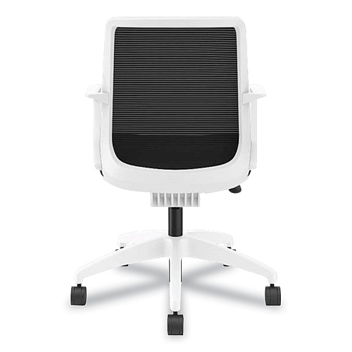 HON Cliq Office Chair, Supports Up to 300 lb, 17" to 22" Seat Height, Black Seat, Black Back, White Base (CLQIMCU10DW)