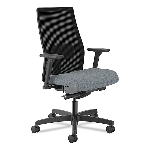 HON Ignition 2.0 4-Way Stretch Mid-Back Mesh Task Chair, Gray Adjustable Lumbar Support, Basalt/Black (I2M2BMLA25TK)