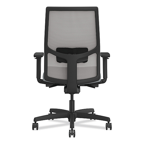 HON Ignition 2.0 4-Way Stretch Mid-Back Mesh Task Chair, White Adjustable Lumbar Support, Cloud Seat, Fog Back, White Base (I2MM2AFH18BT)