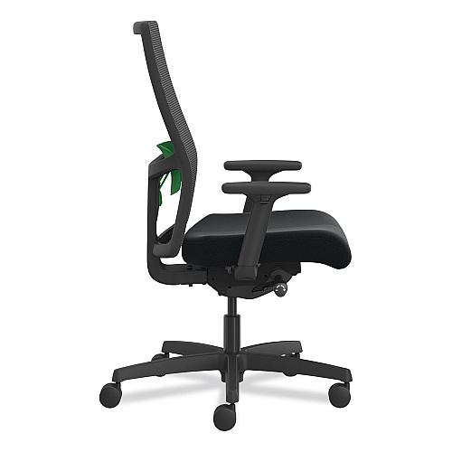 HON Ignition 2.0 4-Way Stretch Mid-Back Task Chair, Green Adjustable Lumbar Support, Black Seat, Black Back, Black Base (I2MM2AMC10KT)