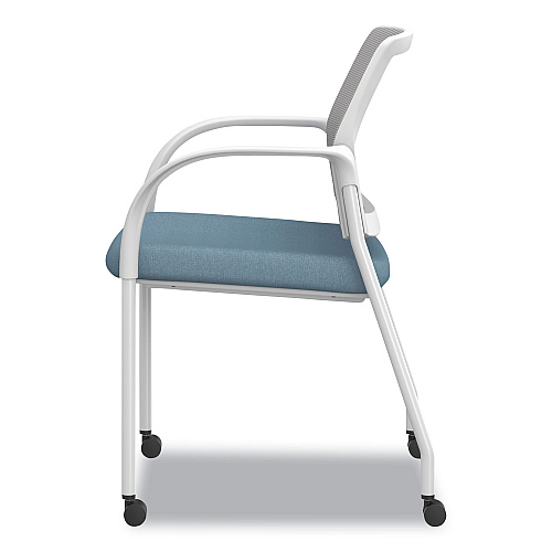 HON Ignition Series Mesh Back Mobile Stacking Chair, Fabric Seat, 25 x 21.75 x 33.5, Carolina/Fog/White (I2S6FHFL21K7)