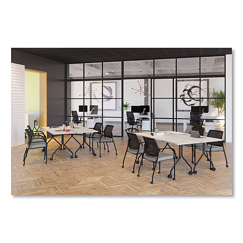 HON Ignition Series Mesh Back Mobile Stacking Chair, Fabric Seat, 25 x 21.75 x 33.5, Basalt/Black (IS6FHIMAPX25)