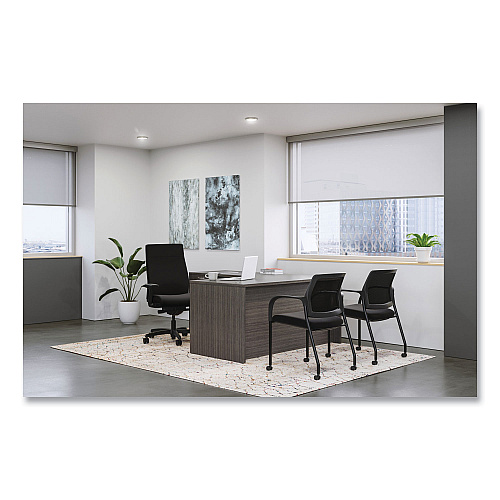 HON Ignition 2.0 Upholstered Mid-Back Task Chair, 17" to 21.5" Seat Height, Black Fabric Seat/Back (I2U2AHCU10TK)