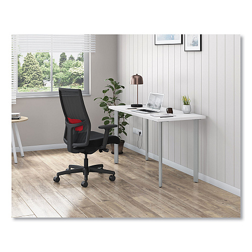 HON Ignition 2.0 4-Way Stretch Mid-Back Mesh Task Chair, Red Adjustable Lumbar Support, Black (I2MM2AMC10YT)