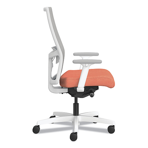 HON Ignition 2.0 4-Way Stretch Mid-Back Mesh Task Chair, White Lumbar Support, Passion Fruit Seat, Fog Back, White Base (I2MM2AFH02WX)
