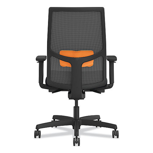 HON Ignition 2.0 4-Way Stretch Mid-Back Mesh Task Chair, Orange Adjustable Lumbar Support, Black (I2MM2AMC10MT)
