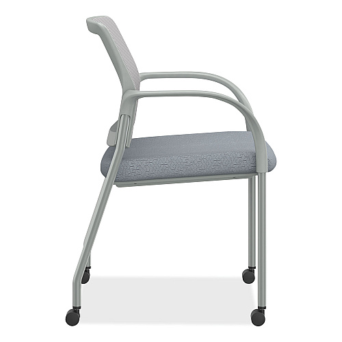 HON Ignition Series Mesh Back Mobile Stacking Chair, 25 x 21.75 x 33.5, Basalt Seat, Fog Back, Textured Silver Base (I2S6FHFA258T)