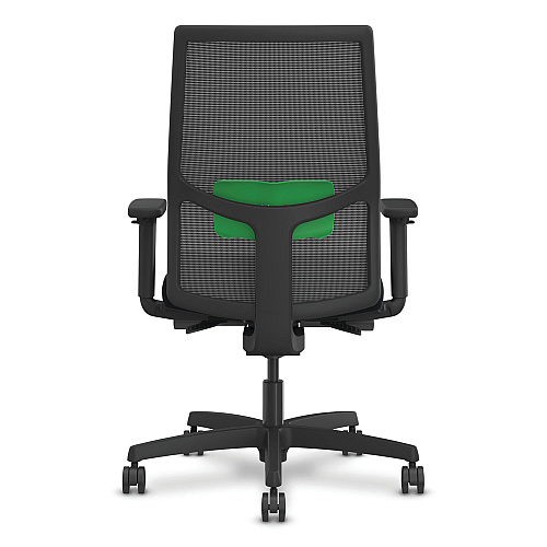 HON Ignition 2.0 4-Way Stretch Mid-Back Task Chair, Green Adjustable Lumbar Support, Black Seat, Black Back, Black Base (I2MM2AMC10KT)