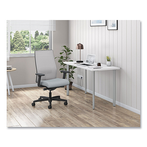 HON Ignition 2.0 4-Way Stretch Mid-Back Mesh Task Chair, White Adjustable Lumbar Support, Cloud Seat, Fog Back, White Base (I2MM2AFH18BT)