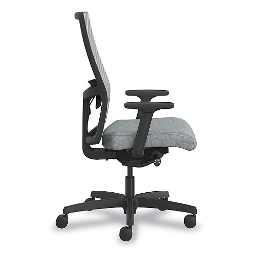 HON Ignition 2.0 4-Way Stretch Mid-Back Mesh Task Chair, White Adjustable Lumbar Support, Cloud Seat, Fog Back, White Base (I2MM2AFH18BT)