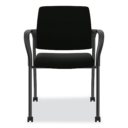 HON Ignition Series Guest Chair with Arms, Polyurethane Fabric Seat, 25" x 21.75" x 33.5", Black (IS109HUR10)