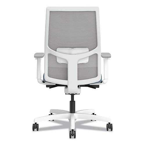 HON Ignition 2.0 4-Way Stretch Mid-Back Mesh Task Chair, White Lumbar Support, Carolina Seat, Fog Back, White Base (I2MM2AFH21WX)
