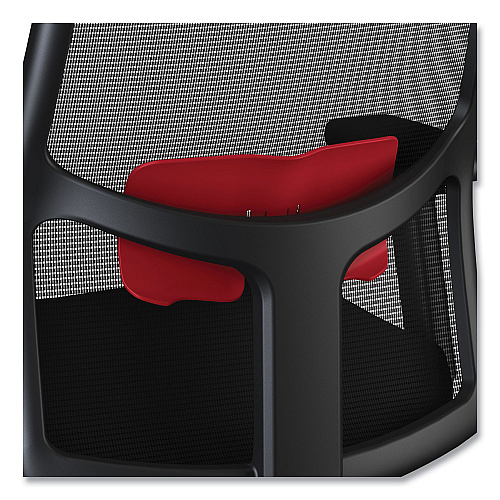HON Ignition 2.0 4-Way Stretch Mid-Back Mesh Task Chair, Red Adjustable Lumbar Support, Black (I2MM2AMC10YT)