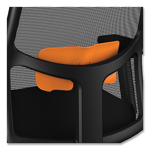 HON Ignition 2.0 4-Way Stretch Mid-Back Mesh Task Chair, Orange Adjustable Lumbar Support, Black (I2MM2AMC10MT)