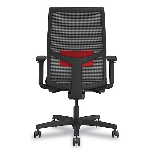 HON Ignition 2.0 4-Way Stretch Mid-Back Mesh Task Chair, Red Adjustable Lumbar Support, Black (I2MM2AMC10YT)