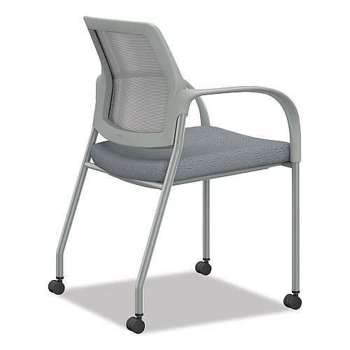 HON Ignition Series Mesh Back Mobile Stacking Chair, 25 x 21.75 x 33.5, Basalt Seat, Fog Back, Textured Silver Base (I2S6FHFA258T)