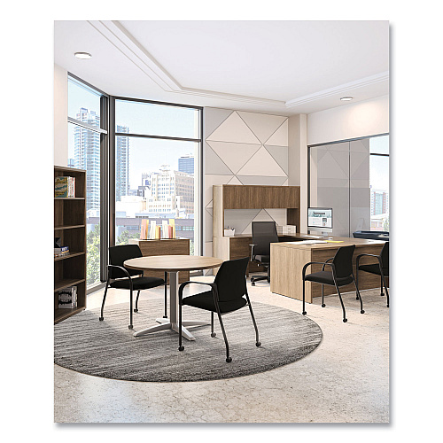 HON Ignition Series Guest Chair with Arms, Polyester Fabric Seat, 25" x 21.75" x 33.5", Black (IS109HCU10)