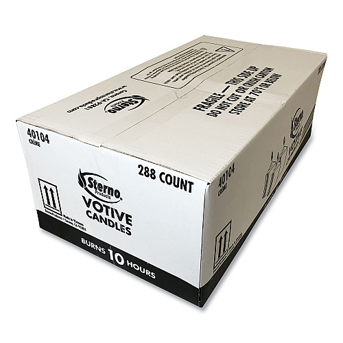 Sterno Food Warmer Votive Candles, 10 Hour Burn, 1.46"d x 1.33'h, White, 288/Carton (40104)