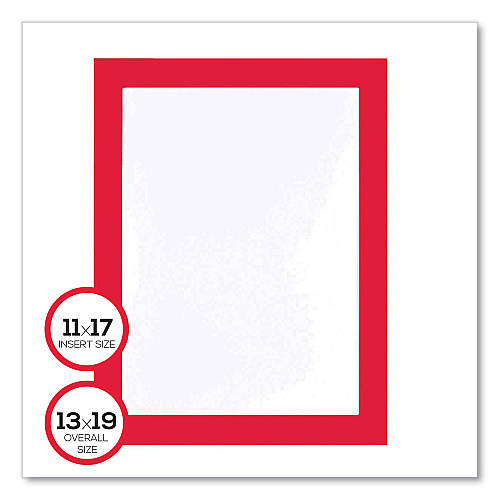 Deflecto Self Adhesive Sign Holders, 11 x 17 Insert, Clear with Red Border, 2/Pack (68886R)