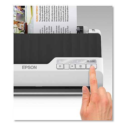 Epson DS-C490 Color Compact Desktop Document Scanner, 660 dpi Optical Resolution, 20-Sheet Auto Document Feeder (B11B271201)