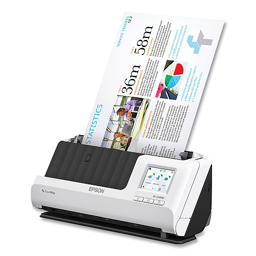 Epson DS-C480W Wireless Color Compact Desktop Document Scanner, 660 dpi Optical Resolution, 20-Sheet Auto Document Feeder (B11B269202)