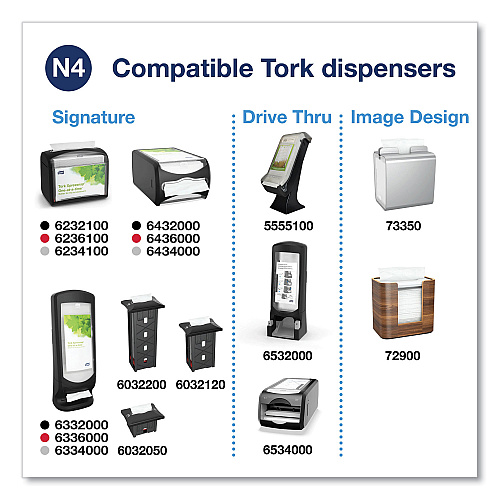 Tork Xpressnap Interfold Dispenser Napkins, 2-Ply, 6.5 x 8.5, White, 500/Pack, 12 Packs/Carton (100990)