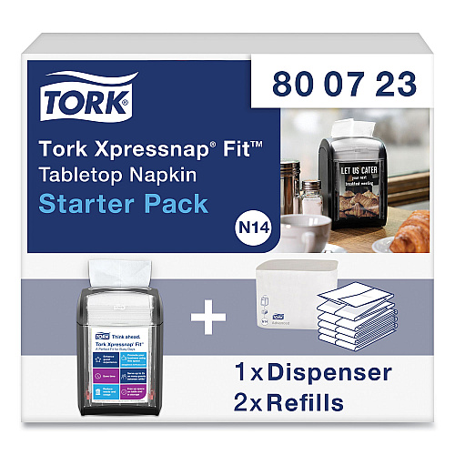Tork&reg; Xpressnap Fit N4 Starter Pack with 2 Napkin Bundles, Black (800723)