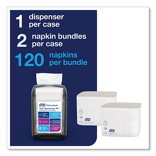 Tork&reg; Xpressnap Fit N4 Starter Pack with 2 Napkin Bundles, Black (800723)