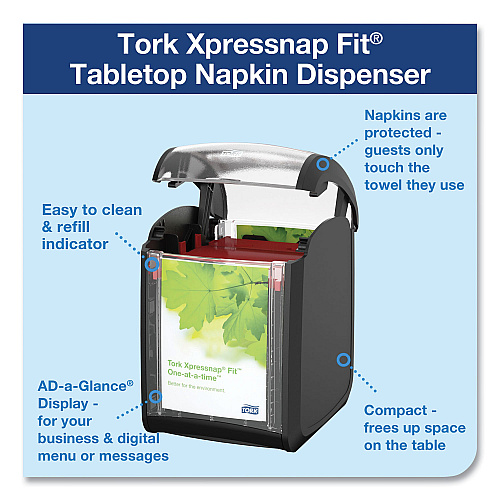 Tork&reg; Xpressnap Fit N4 Starter Pack with 2 Napkin Bundles, Black (800723)