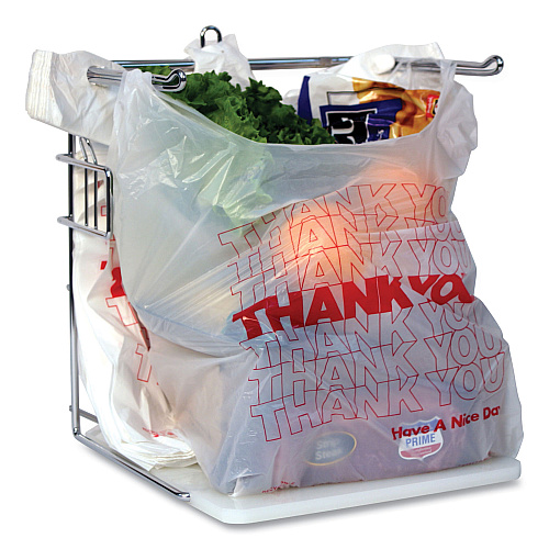 AmerCareRoyal Thank You Bags, Thank You - Have a Nice Day Labeling, Cut-Out Handles, 13" x 23" x 23", White/Red, 1,000/Carton (RPTYB6FS)