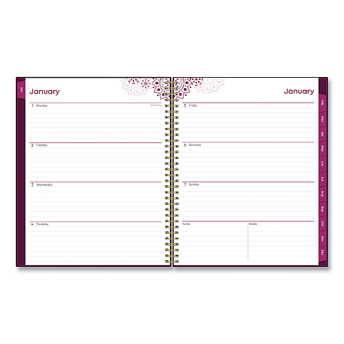 Blue Sky Gili Weekly/Monthly Planner, Jewel Tone Artwork, 11 x 8.5, Plum Cover, 12-Month (Jan to Dec): 2026 (117889)
