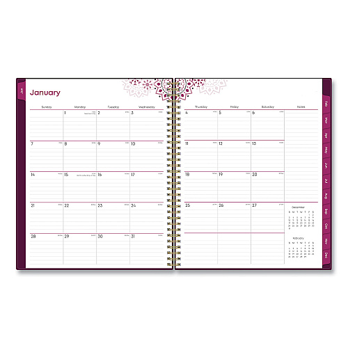 Blue Sky Gili Weekly/Monthly Planner, Jewel Tone Artwork, 11 x 8.5, Plum Cover, 12-Month (Jan to Dec): 2026 (117889)