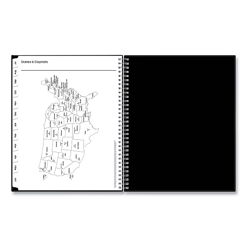 Blue Sky Teacher's Solid Black Weekly/Monthly Lesson Planner, 9 Classes, 11 x 8.5 Sheets, 12-Month (July to June), 2025 to 2026 (134433)