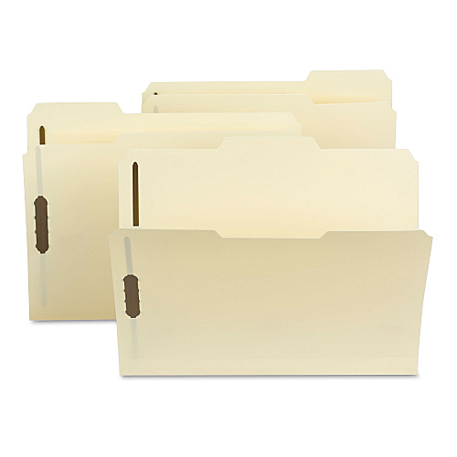 Smead Poly Top Tab Fastener Folders, 0.75" Expansion, 2 Fasteners, Letter Size, Manila Exterior, 24/Box (10545)