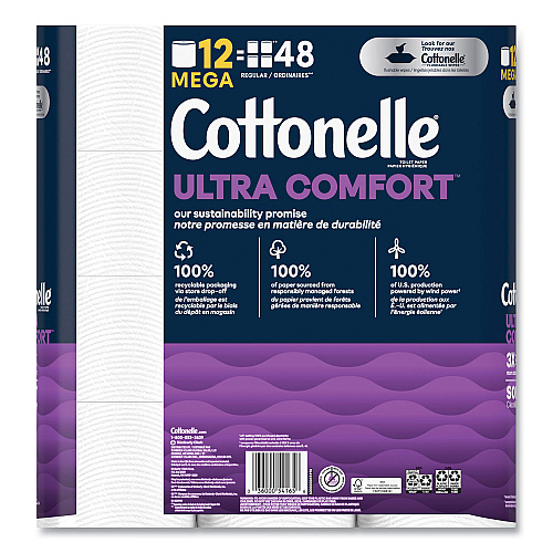 Cottonelle&reg; Ultra ComfortCare Standard Toilet Paper, 2-Ply, 284 Sheet Roll, 48 Rolls (55494)