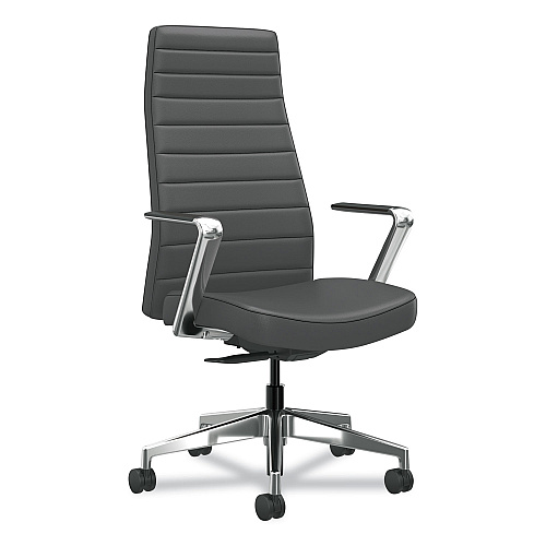 HON Cofi Executive High Back Chair, Supports Up to 300 lb, Graphite Seat, Graphite Back, Polished Aluminum Base (CEUW0PU19C4P)