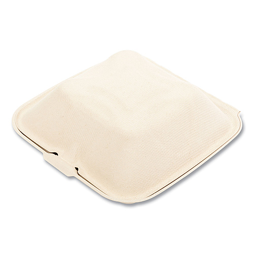 Boardwalk&reg; Bagasse Food Containers, 1-Comp, 6 x 6, White, 500/CT (BWKHINGE66NPFA)