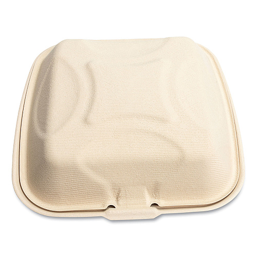 Boardwalk&reg; Bagasse Food Containers, 1-Comp, 9 x 9, Wht, 200/CT (BWKHNGE991CNPFA)