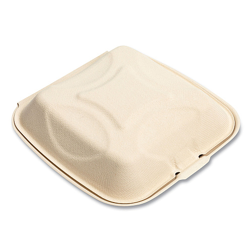 Boardwalk&reg; Bagasse Food Containers, 1-Comp, 9 x 9, Wht, 200/CT (BWKHNGE991CNPFA)