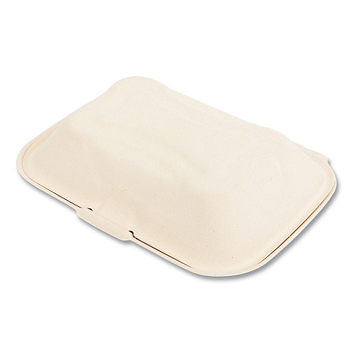 Boardwalk&reg; Bagasse Hinged Lid Containers, 1-Comp, White, 250/CT (BWKHINGE96NPFA)