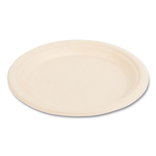 Boardwalk&reg; Bagasse PFAS-Free Plate, 9" dia, White, 500/CT (BWKPLATE9NPFA)
