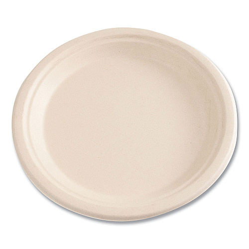 Boardwalk&reg; Bagasse PFAS-Free Plate, 9" dia, White, 500/CT (BWKPLATE9NPFA)