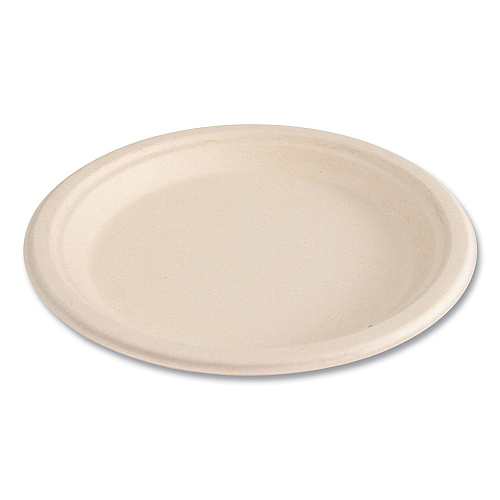Boardwalk&reg; Bagasse PFAS-Free Plate, 9" dia, White, 500/CT (BWKPLATE9NPFA)
