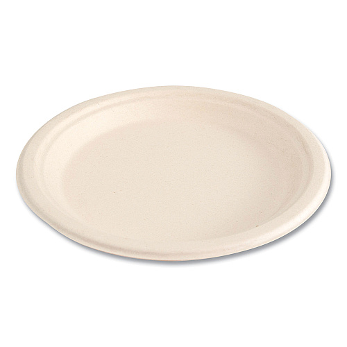 Boardwalk&reg; Bagasse PFAS-Free Plate, 9" dia, White, 500/CT (BWKPLATE9NPFA)