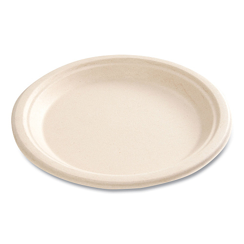 Boardwalk&reg; Bagasse PFAS-Free Plate, 9" dia, White, 500/CT (BWKPLATE9NPFA)