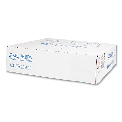 Inteplast Group High-Density Commercial Can Liners, 60 gal, 14 mic, 43" x 48", Natural, Interleaved Roll, 25 Bags/Roll, 8 Rolls/Carton (S434814N)