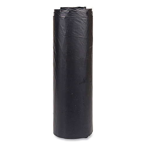 Inteplast Group High-Density Commercial Can Liners, 60 gal, 22 mic, 43" x 48", Black, Interleaved Roll, 25 Bags/Roll, 6 Rolls/Carton (S434822K)