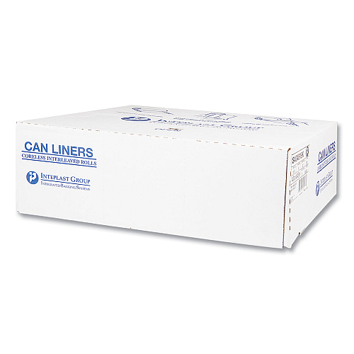 Inteplast Group High-Density Commercial Can Liners, 60 gal, 22 mic, 43" x 48", Black, Interleaved Roll, 25 Bags/Roll, 6 Rolls/Carton (S434822K)